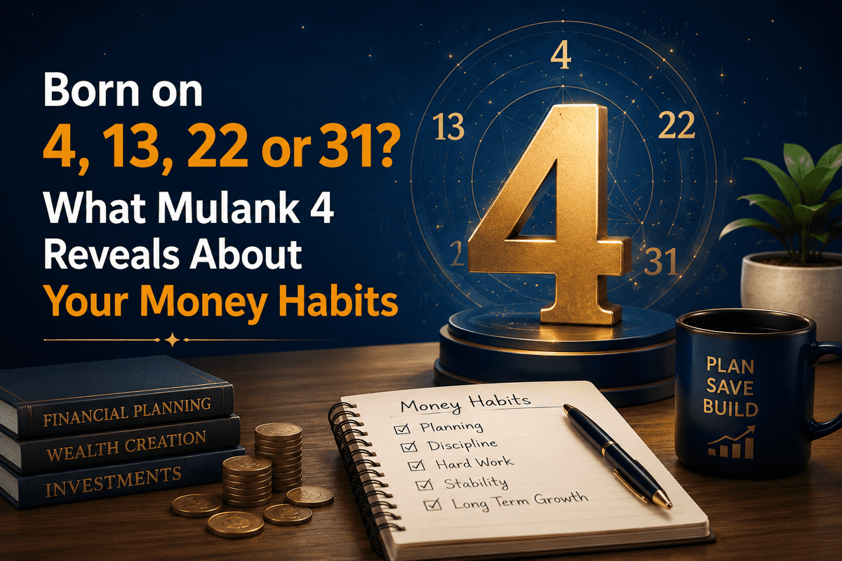 Mulank 4 numerology showing birth dates 4, 13, 22 and 31 with symbols